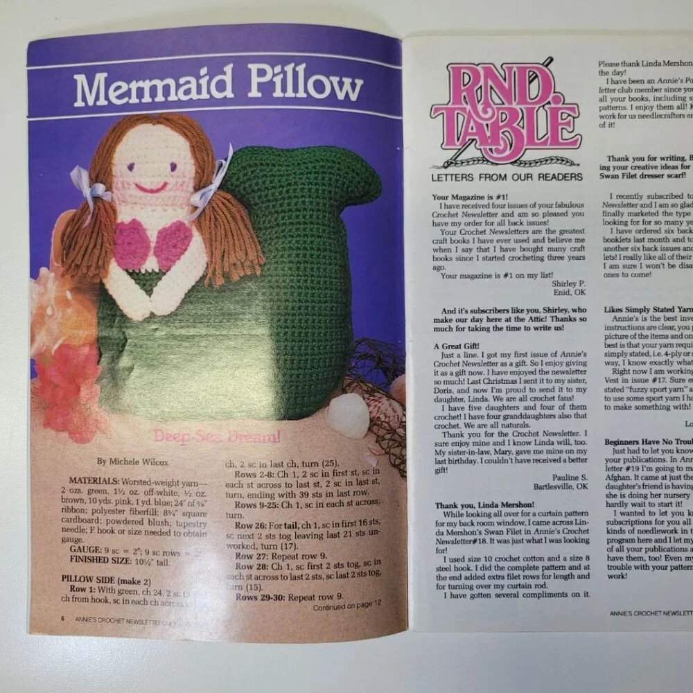 Annies Crochet Newsletter 1986 No 22‎ Hawaiian Doll Dress Crafting Doily Afghan